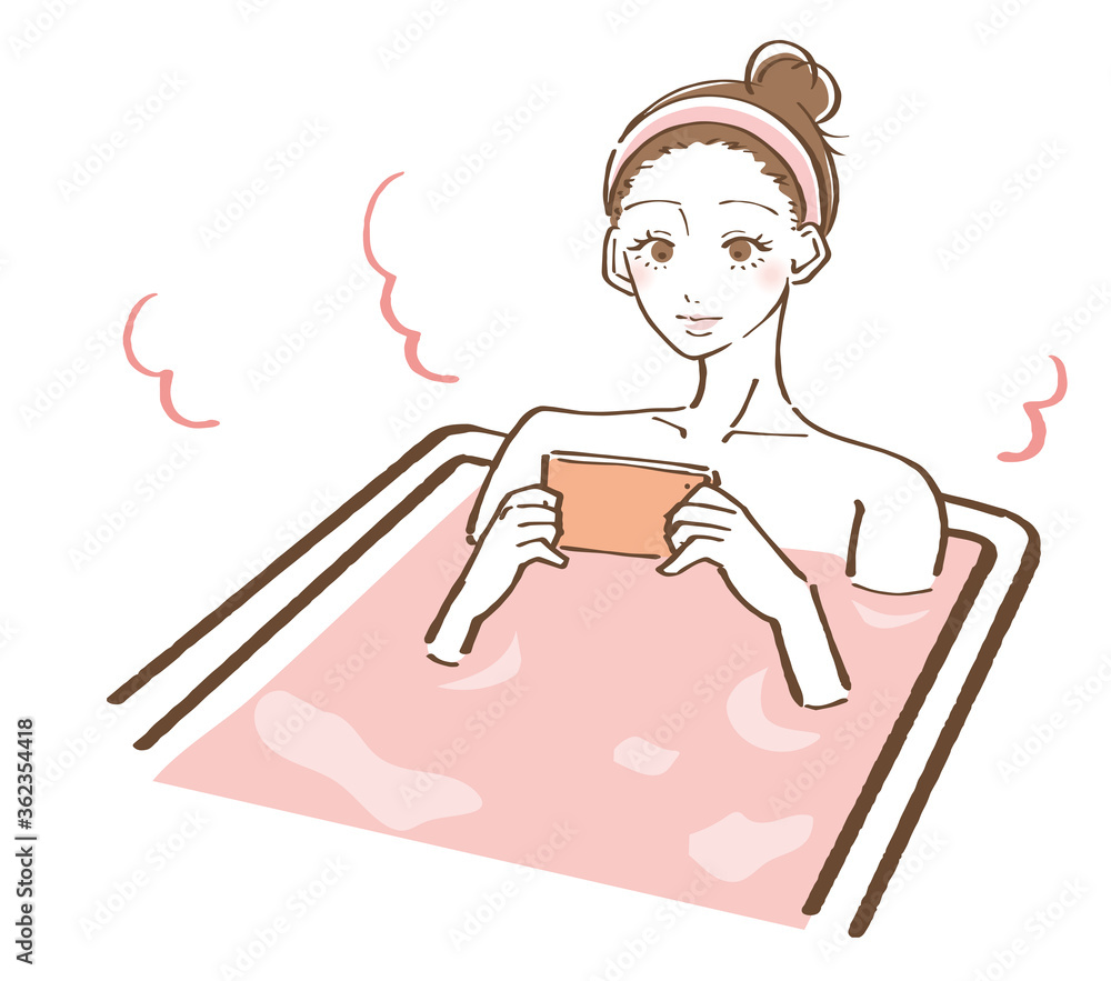 お風呂 入浴 スマホを見る女性 イラスト Stock Vector Adobe Stock
