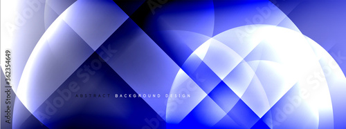 Vector abstract background - circle and cross on fluid gradient with shadows and light effects. Techno or business shiny design templates for text