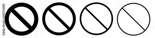 Set of black “no symbol”. Prohibition sign photo