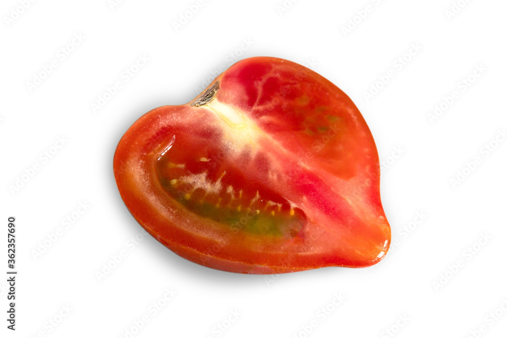 cut red fresh half tomato isolated on white background cut red fresh half tomato isolated on white background