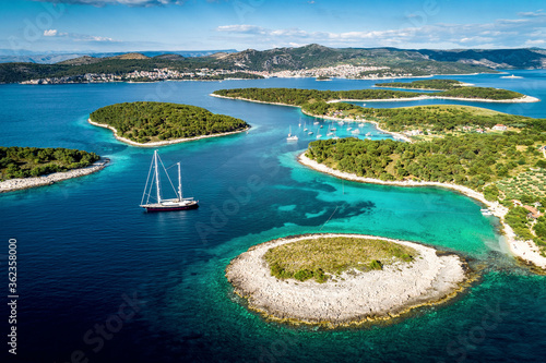 Aerial view of Paklinski Islands in Hvar, Croatia. photo