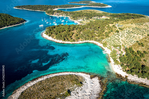 Aerial view of Paklinski Islands in Hvar, Croatia. © Alen Ajan