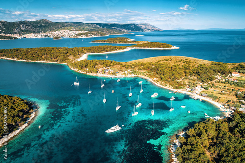 Aerial view of Paklinski Islands in Hvar, Croatia.