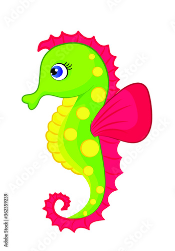 Seahorse/cute colorful vector illustration of hippo camuse