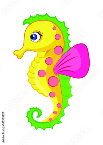 Seahorse/cute colorful vector illustration of hippo camuse/marine animal