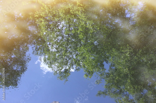 Abstract reflection on the surface of the water. Russia.