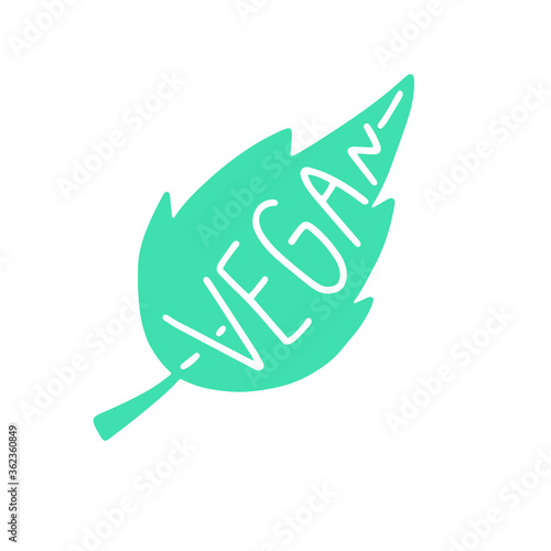 Vegan sign. Green leaf. Healthly food concept icon.