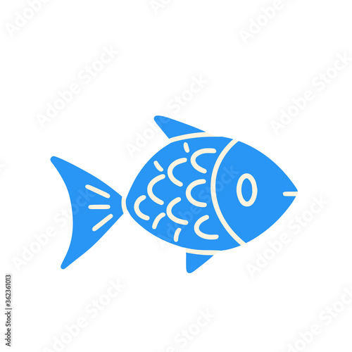  Fish sign. Healthly food concept icon. Flat cartoon vector illustration, hand drawn style.