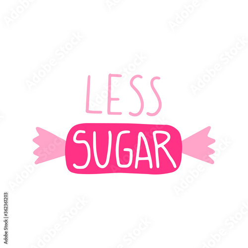 Less sugar, sweetener. Healthly food concept icon.