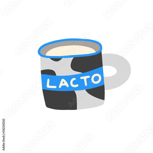  Lacto vegetarian sign. Mug of milk. Healthly food concept icon.