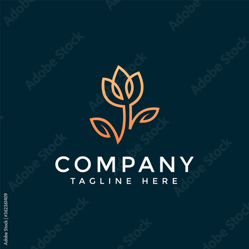 luxury golden tulip logo, suitable for beauty logo, and jewelry logo