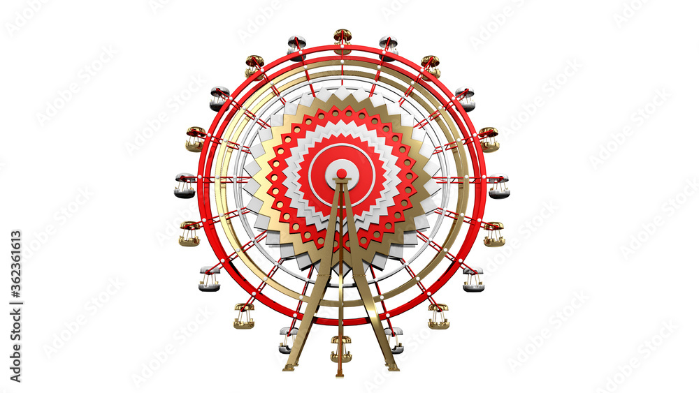 3D Ferris wheel isolated on white background. 3D Ferris wheel isolated on white background.