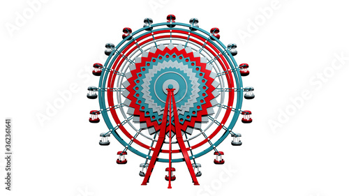 3D Ferris wheel isolated on white background.