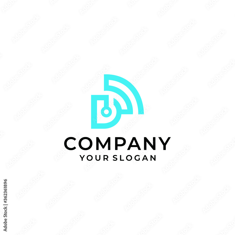 D simple logo design with wifi connection and flat minimalist style good for your business vector graphic illustration D simple logo design with wifi connection and flat minimalist style good for your business vector graphic illustration