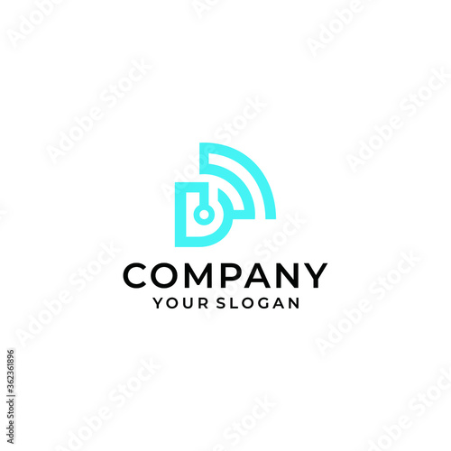 D simple logo design with wifi connection and flat minimalist style good for your business vector graphic illustration © TUOO