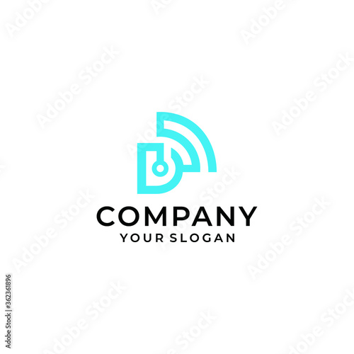 D simple logo design with wifi connection and flat minimalist style good for your business vector graphic illustration