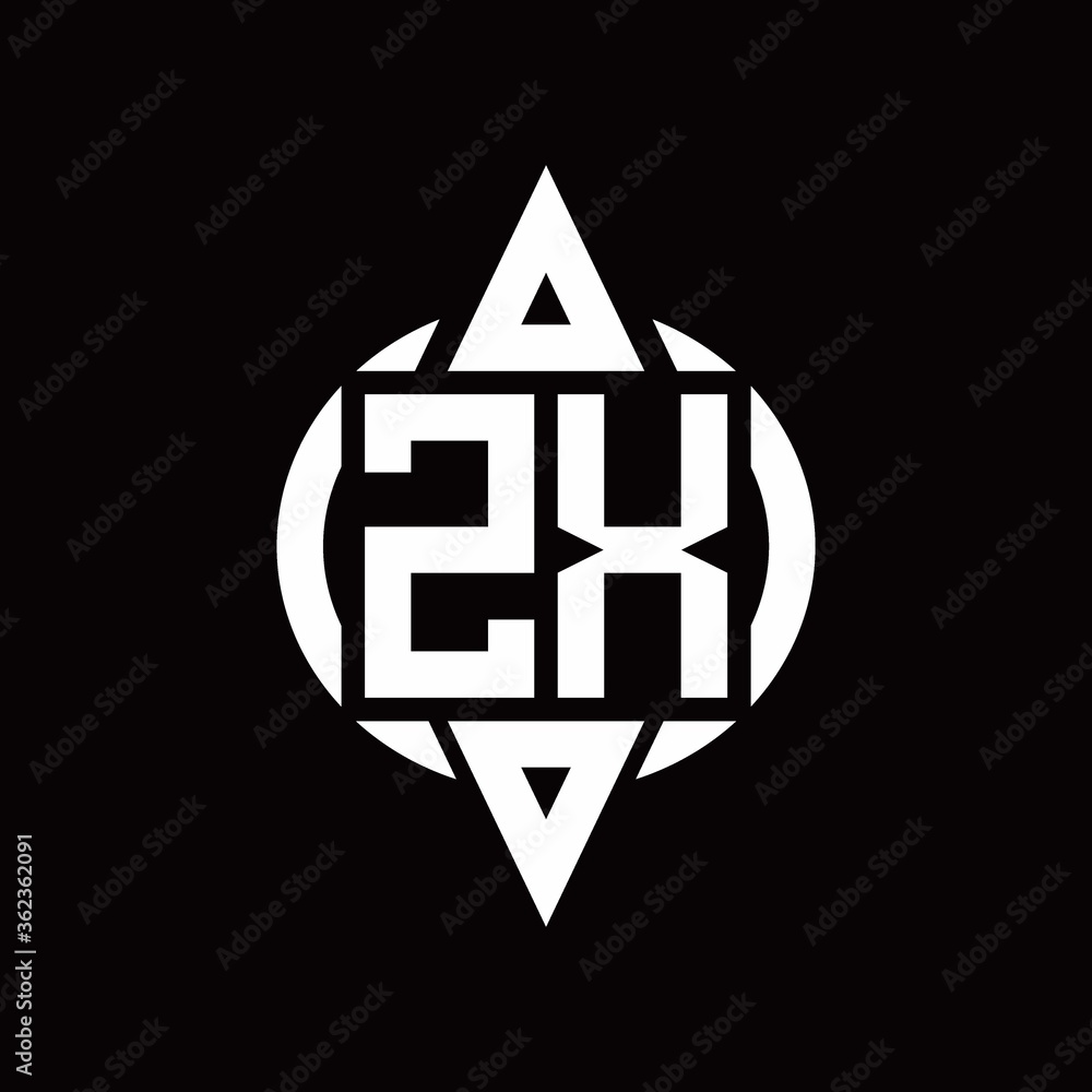 ZX Logo with circle rounded combine triangle top and bottom side design template ZX Logo with circle rounded combine triangle top and bottom side design template