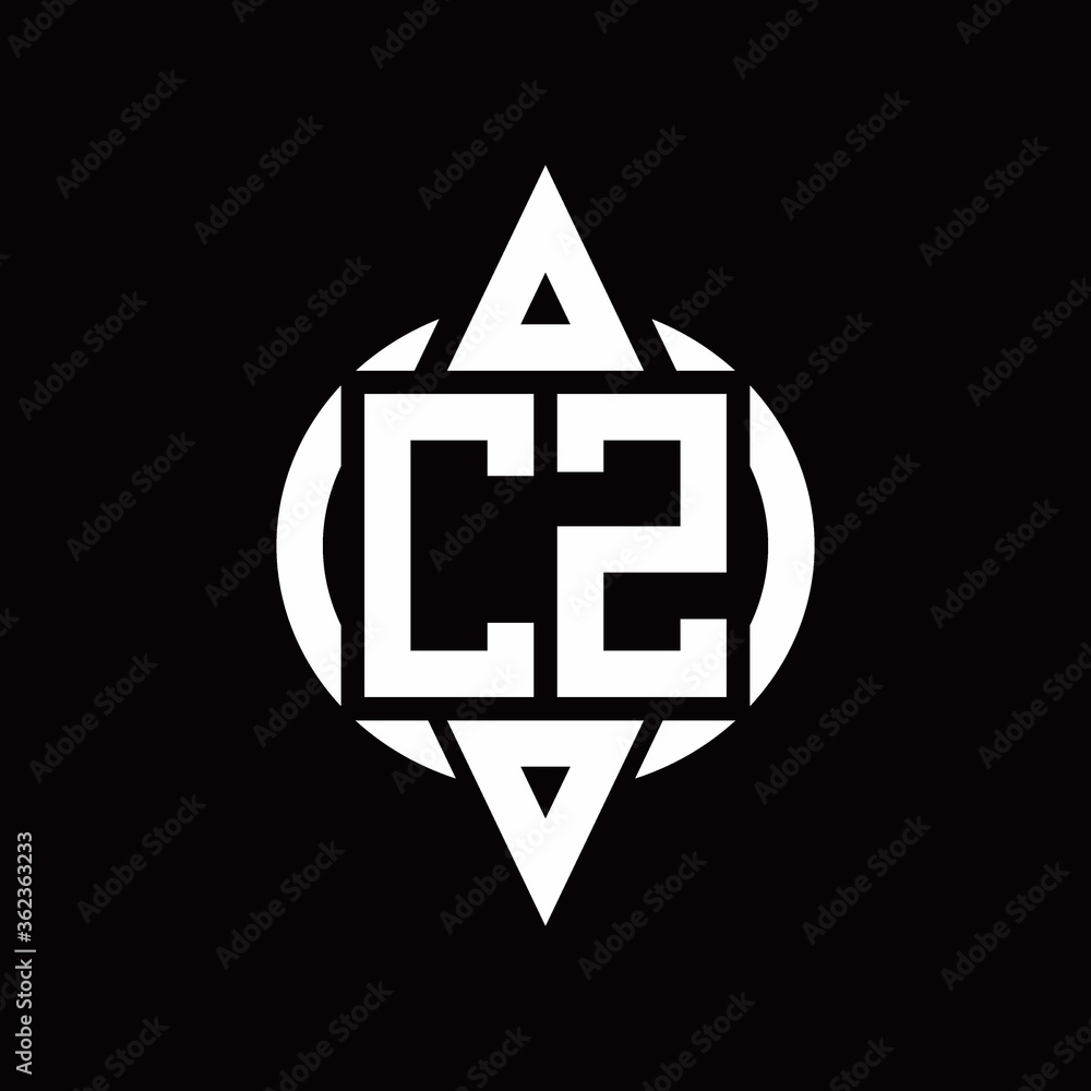 CZ Logo with circle rounded combine triangle top and bottom side design template CZ Logo with circle rounded combine triangle top and bottom side design template