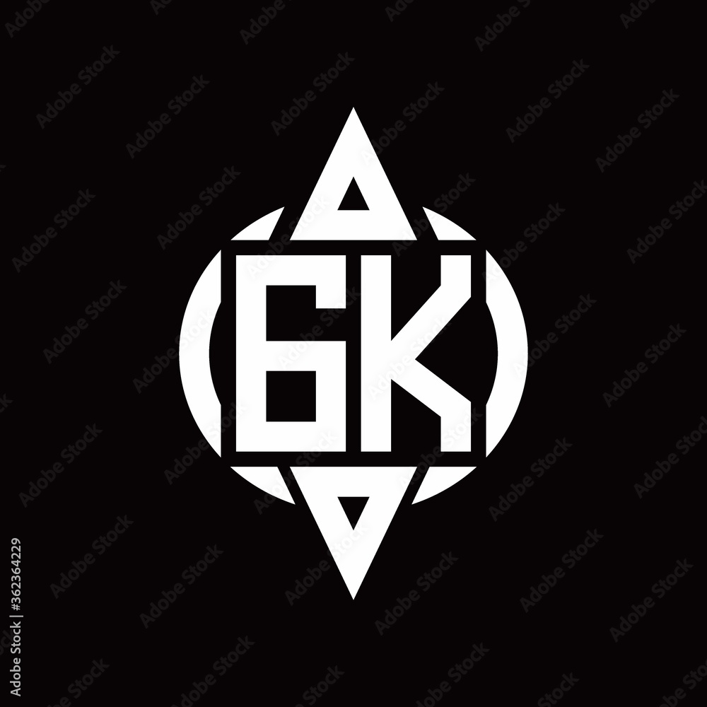 GK Logo with circle rounded combine triangle top and bottom side design template GK Logo with circle rounded combine triangle top and bottom side design template