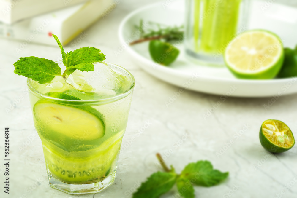 Frozen cucumber lemonade in summer Frozen cucumber lemonade in summer
