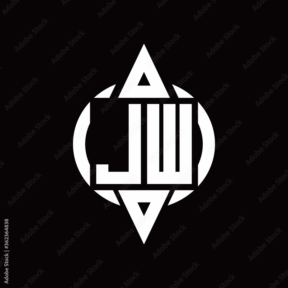 Fototapeta premium JW Logo with circle rounded combine triangle top and bottom side design template