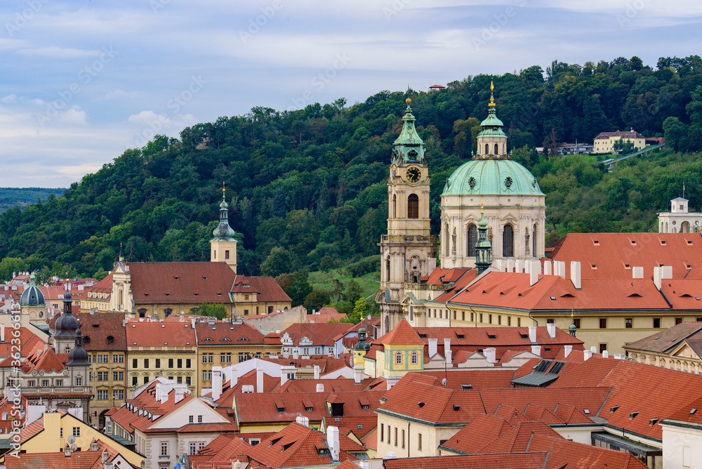 View of the traditional buildings and old town in Prague, Czech Republic
