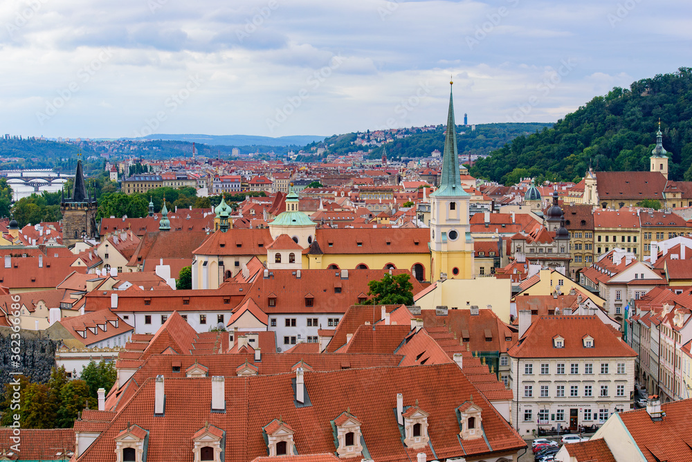View of the traditional buildings and old town in Prague, Czech Republic