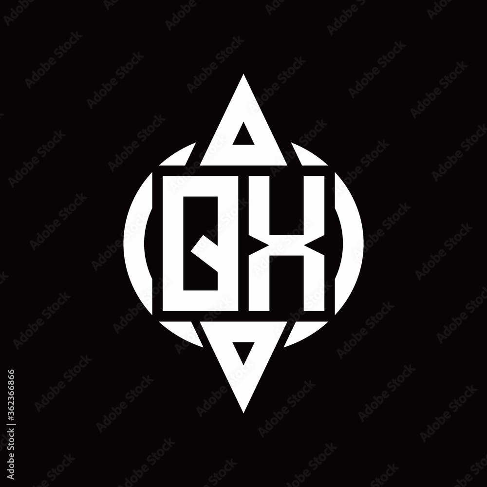 QX Logo with circle rounded combine triangle top and bottom side design template QX Logo with circle rounded combine triangle top and bottom side design template