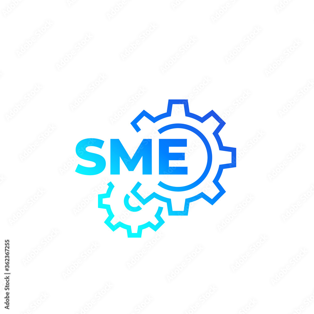 SME, small and medium enterprise vector icon with gears SME, small and medium enterprise vector icon with gears