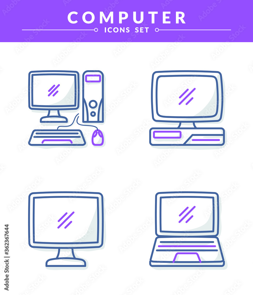 Computer Desktop and laptop vector icon set, New and trendy with dual color and shadow. modern vector icon concept
Computer Desktop and laptop vector icon set, New and trendy with dual color and shadow. modern vector icon concept