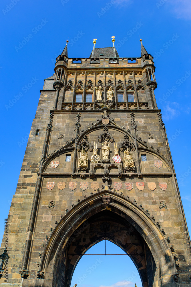 Fototapeta premium Charles Bridge tower in Prague, Czech Republic