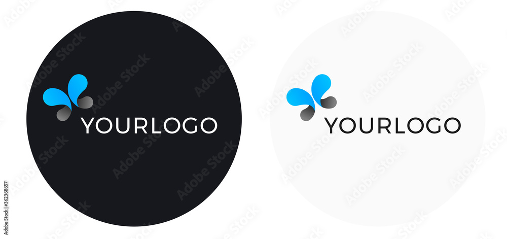 Abstract logo butterfly wings template - modern business butterfly vector logo in blue color Abstract logo butterfly wings template - modern business butterfly vector logo in blue color