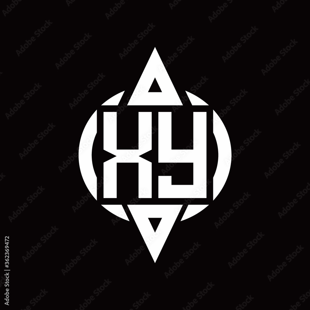 XY Logo with circle rounded combine triangle top and bottom side design template XY Logo with circle rounded combine triangle top and bottom side design template