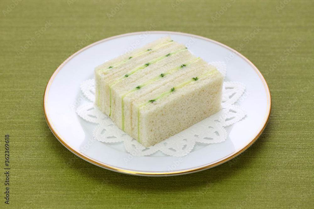 homemade traditional cucumber sandwich isolated