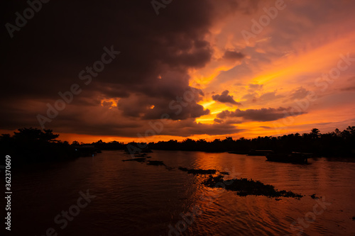 Mekong River Sunset in Vietnam