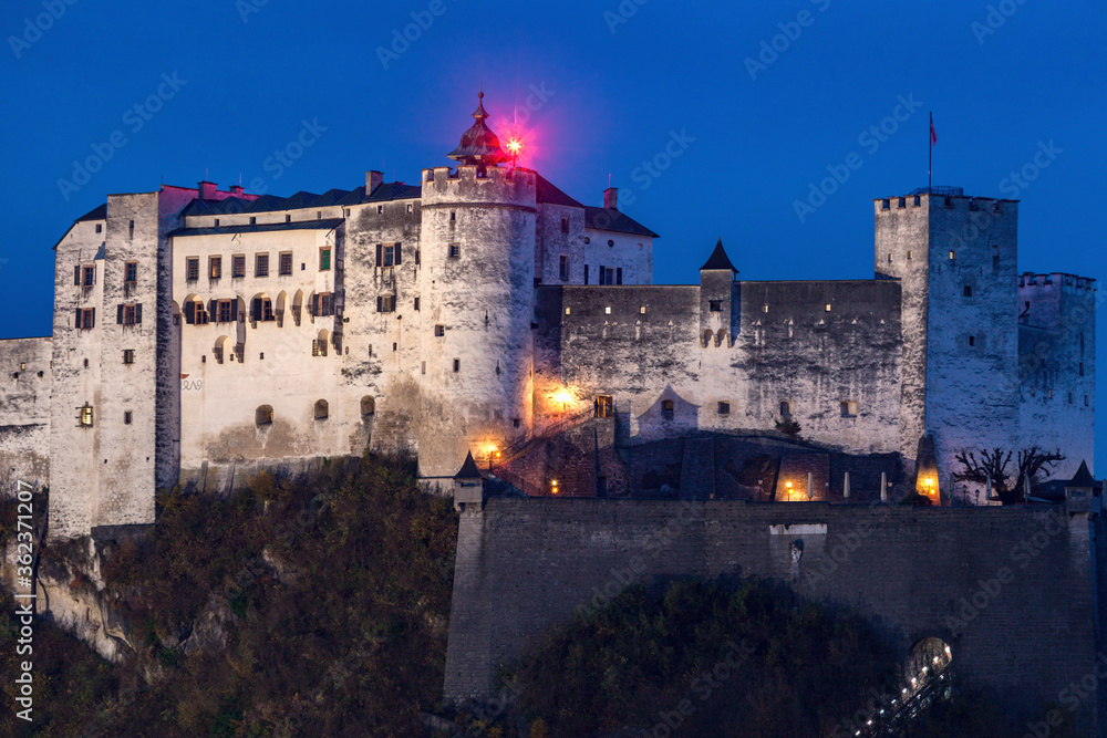 Salzburg Castle at evening