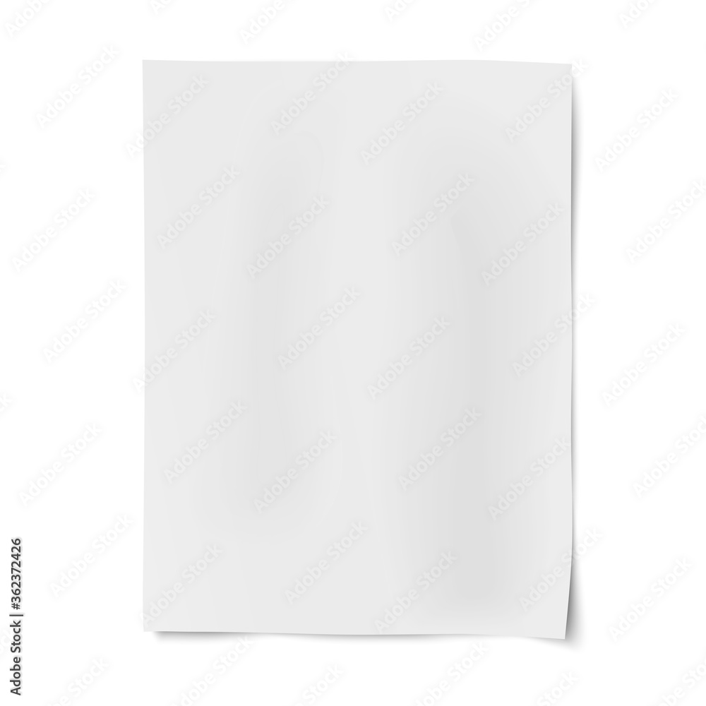 Vector sheet of white paper placed on white background