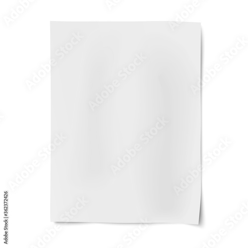 Vector sheet of white paper placed on white background