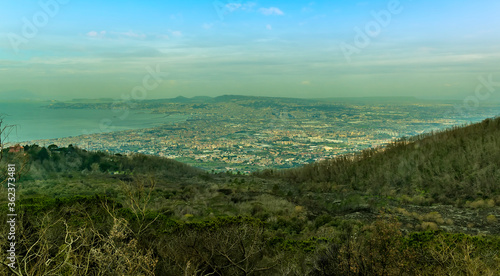 A view from the foothills of Vesuvius across the city of Naples, Italy below © Nicola