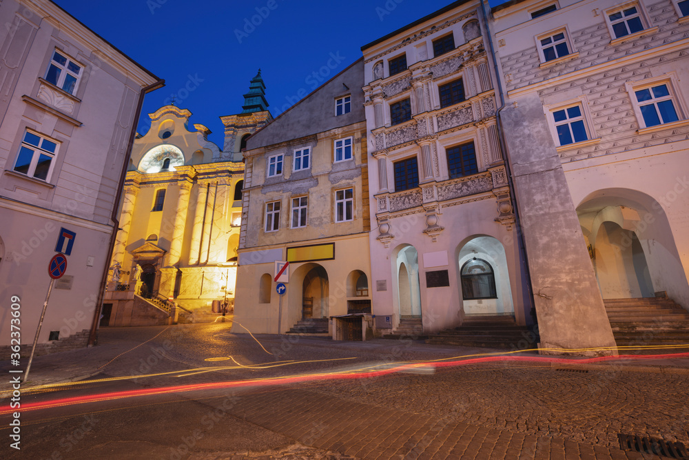 Old town of Przemysl at evening