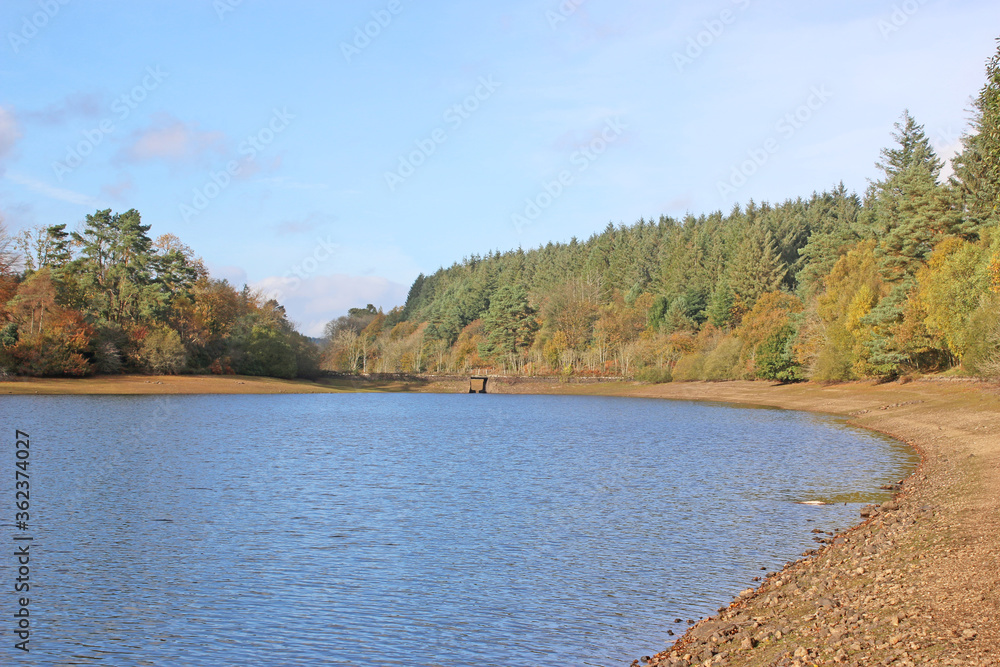 Reflections in Tottiford Reservoir, Devon, in Autumn Reflections in Tottiford Reservoir, Devon, in Autumn