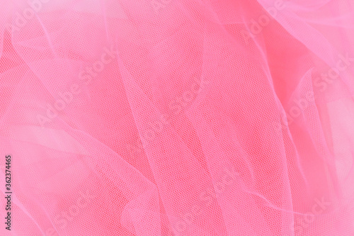 Crumbled linght pink mesh gauze fabric photo