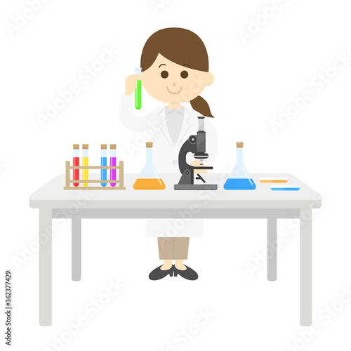 実験する女性科学者のイラスト
