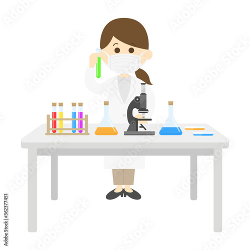 実験する女性科学者のイラスト