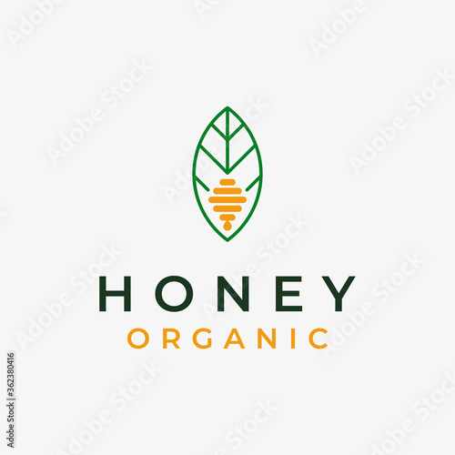 simple and clever honeycomb inside a leaf logo design inspiration