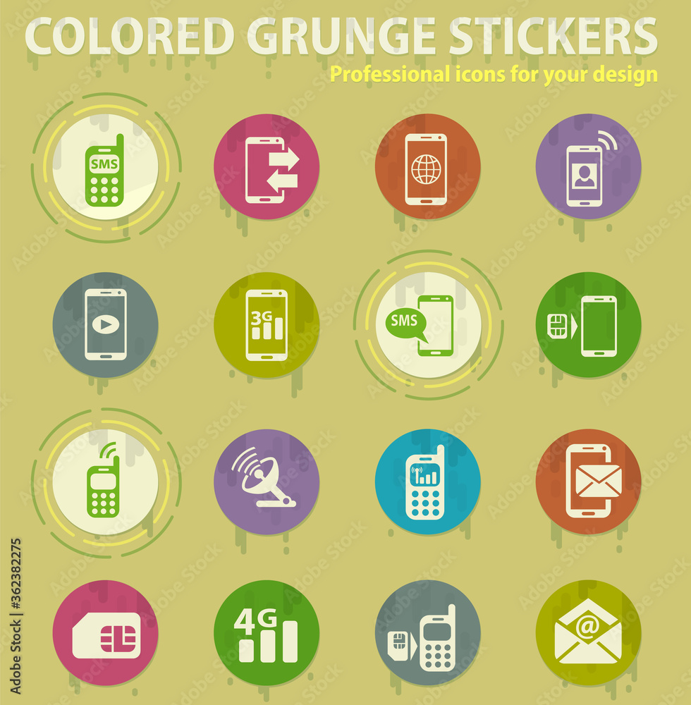 mobile connection colored grunge icons mobile connection colored grunge icons