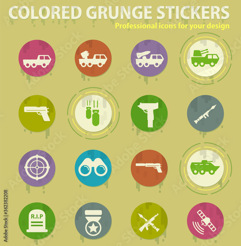 Military colored grunge icons