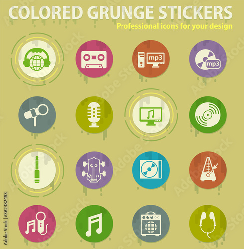 music colored grunge icons