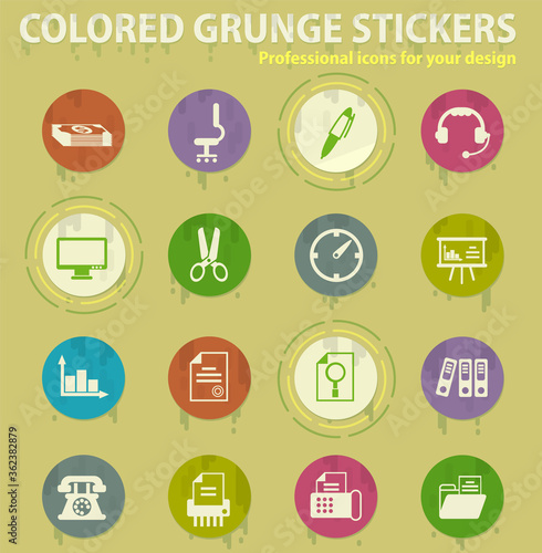 office colored grunge icons