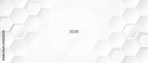 Abstract. Hexagon white background, light and shadow. Vector.